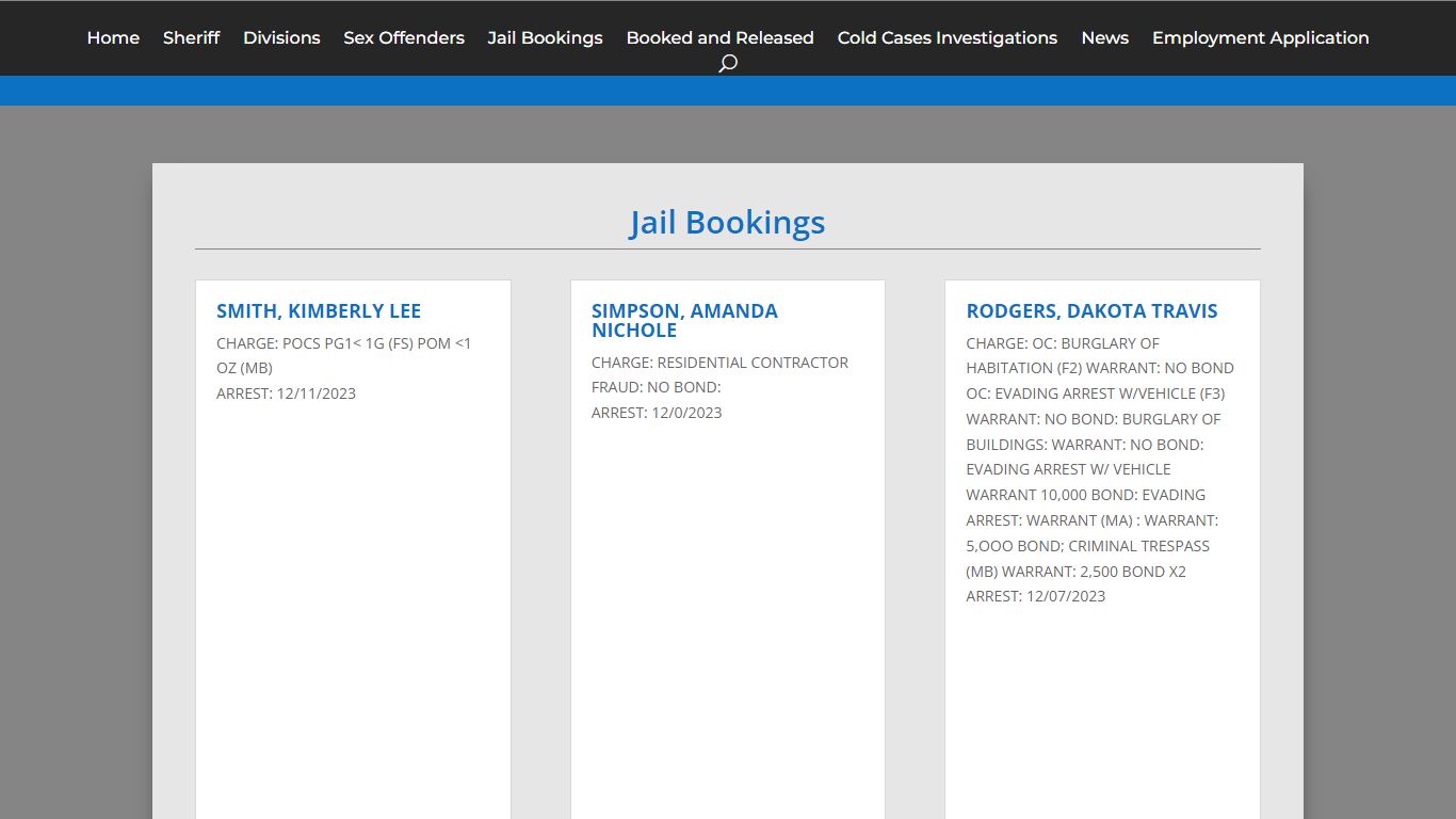 Jail Bookings | Shelby County Sheriff