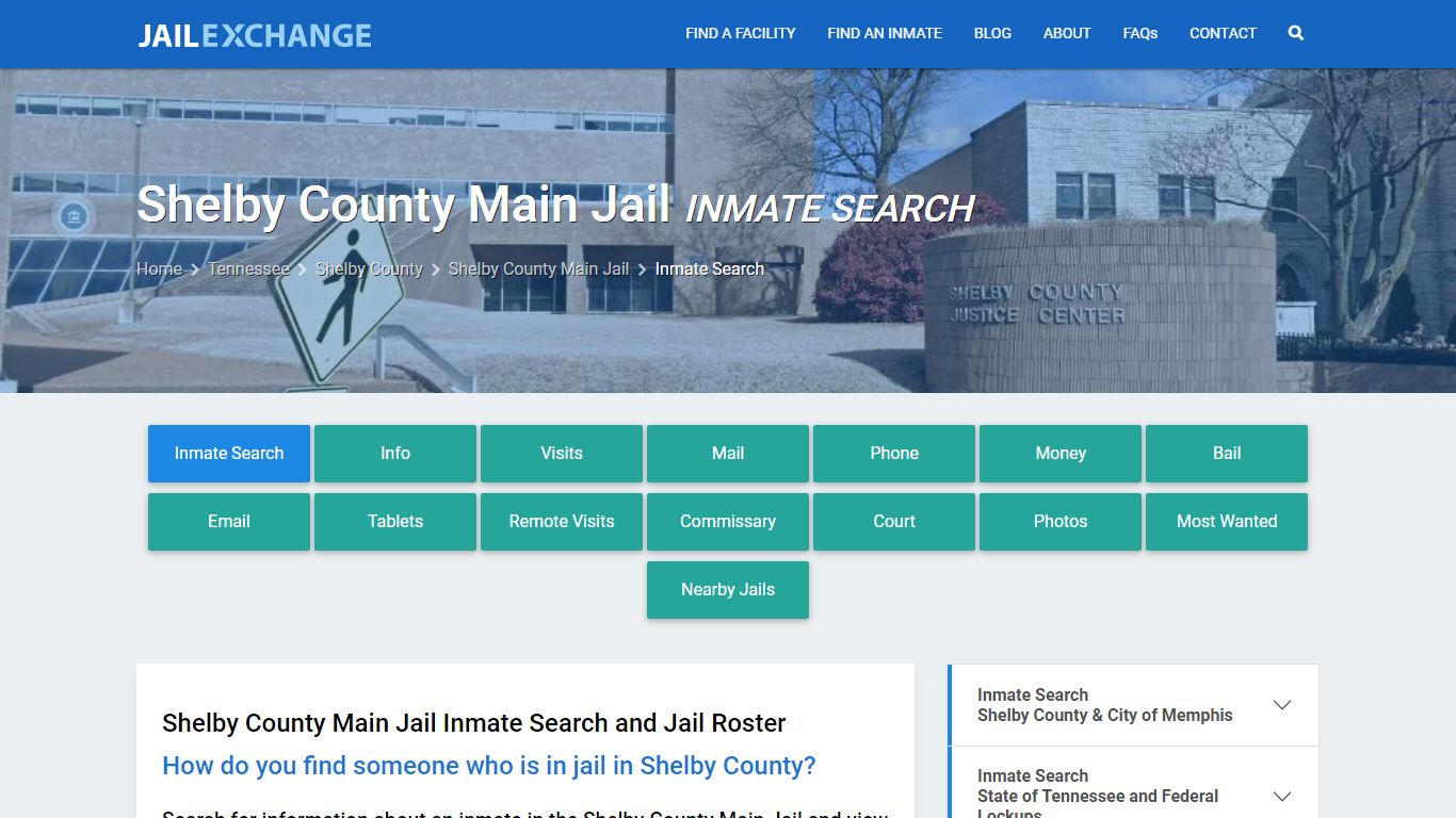 Shelby County Main Jail Inmate Search - Jail Exchange